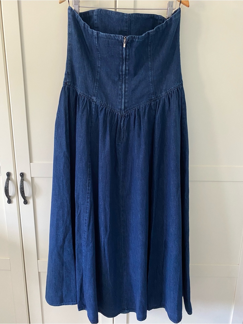 NWT Zara Strapless Dark Wash Denim MIDI Dress | Quiet Luxury Modern Chic  XXL - Picture 6 of 15